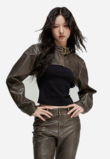 The Fit & Flaunt collection features bolero leather jackets that accentuate upper body curves with confidence. Sleek styling and a perfect fit make every piece a bold statement of individuality.