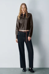 Brown Modern Thin Leather Jacket