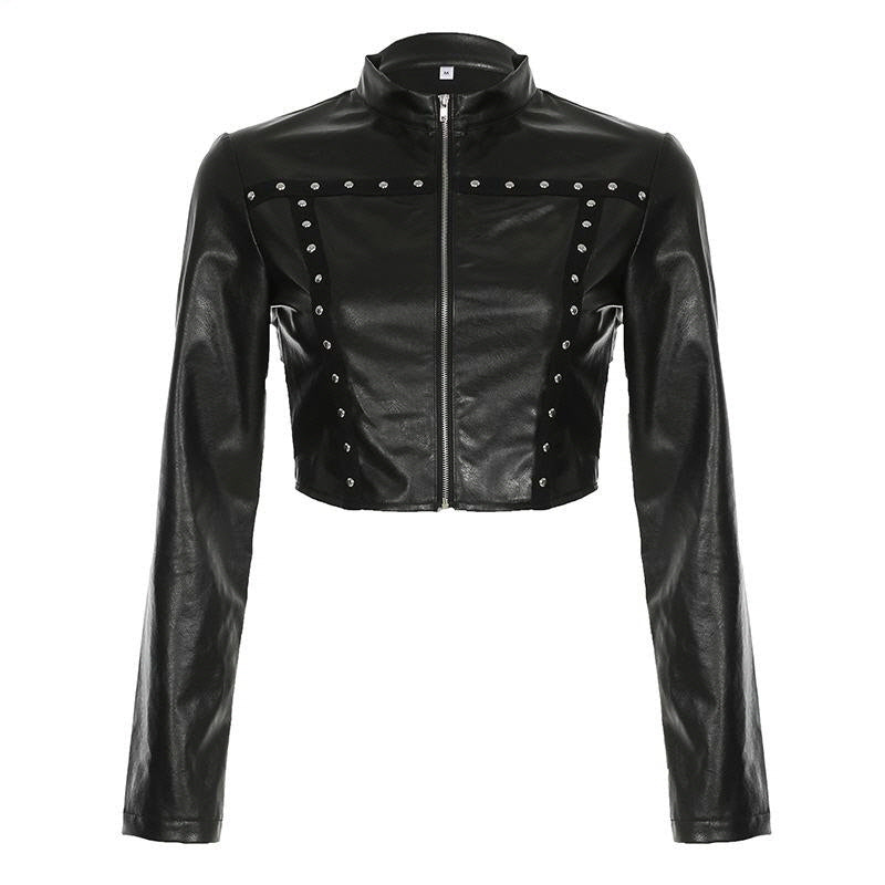 Stud Rock Black Leather Jacket