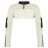 Biker Black and Beige Bolero Jacket