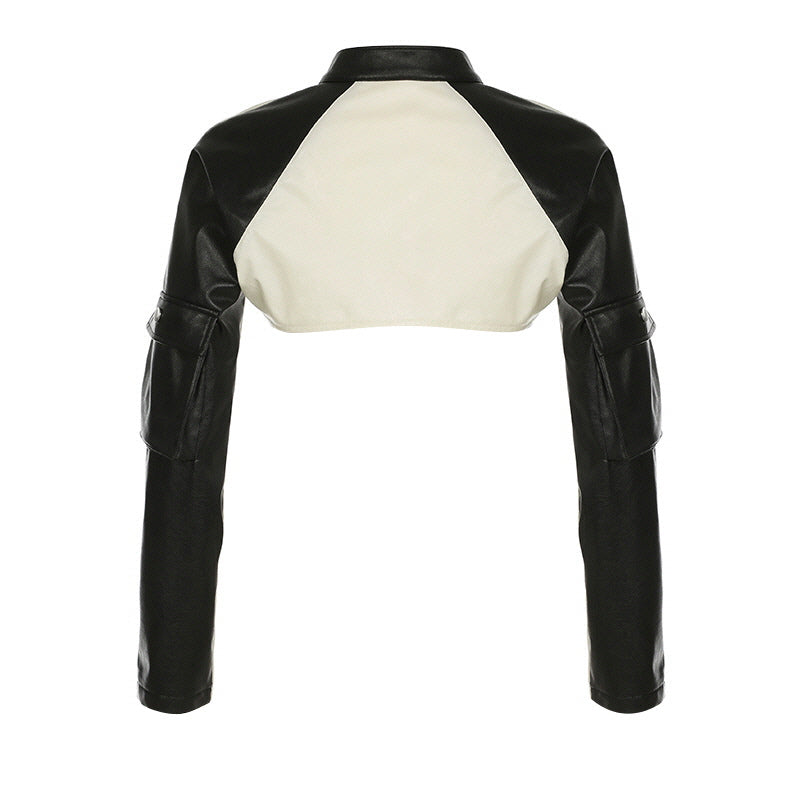 Biker Black and Beige Bolero Jacket