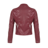 Red Stand Collar Leather Jacket