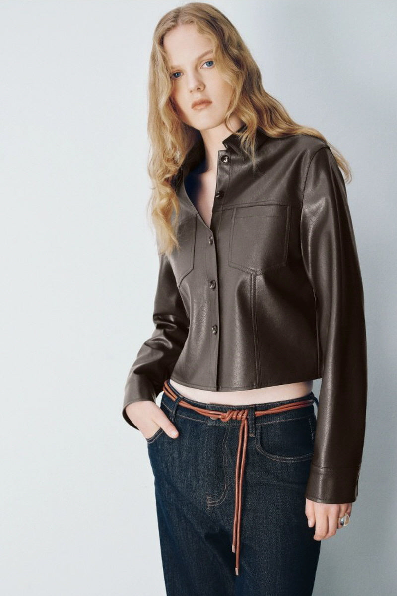 Brown Modern Thin Leather Jacket