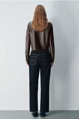 Brown Modern Thin Leather Jacket