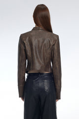 Retro Brown Slim Leather Jacket