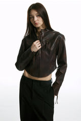 Wild Slim Fit Brown Leather Jacket