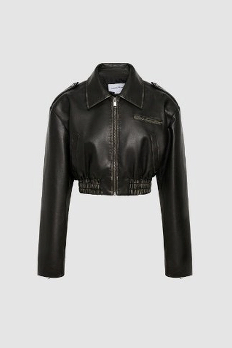 Standard One-Pocket Black Leather Jacket