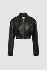 Standard One-Pocket Black Leather Jacket