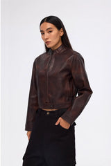 Black and Brown Edge Leather Jacket