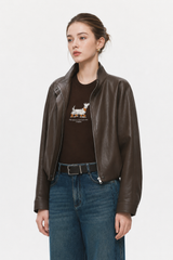 Mocha Blur Leather Jacket