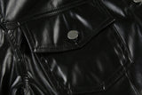 Cool Lapel Pocket Leather Jacket