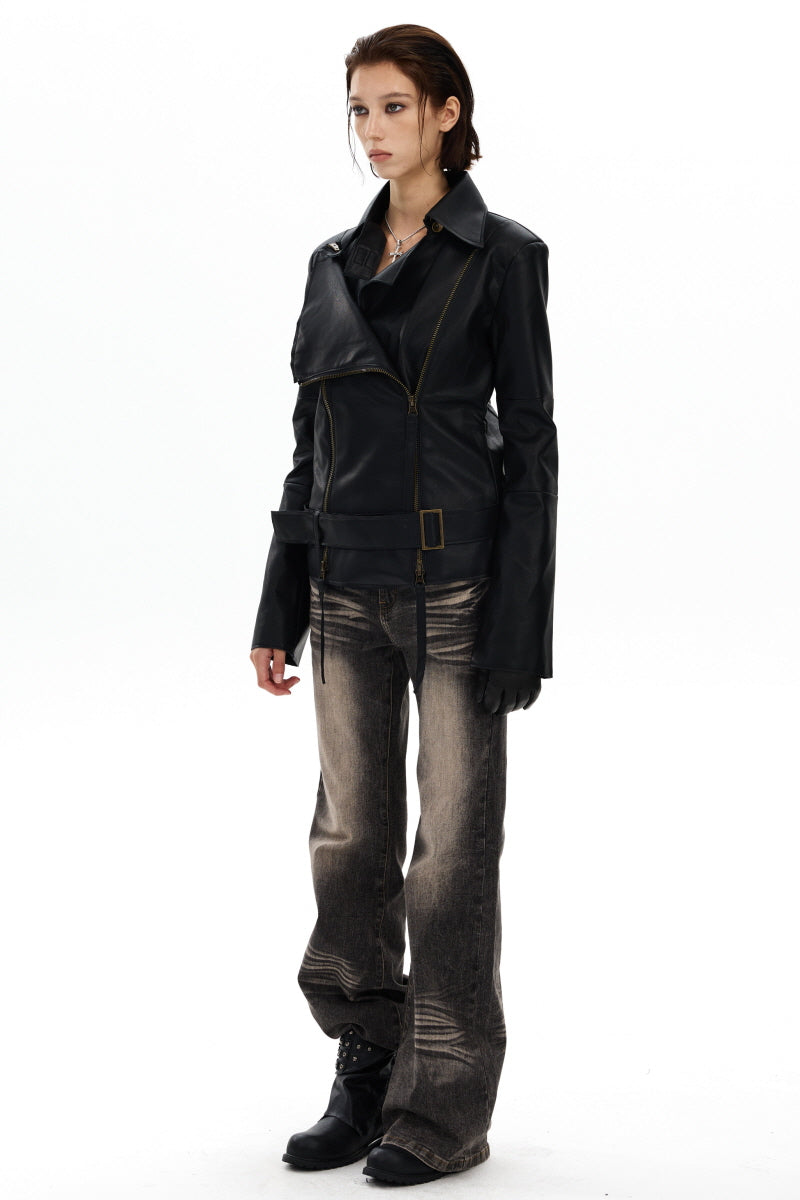 Arden Belted Moto Jacket