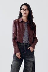 Garnet Snap Leather Jacket