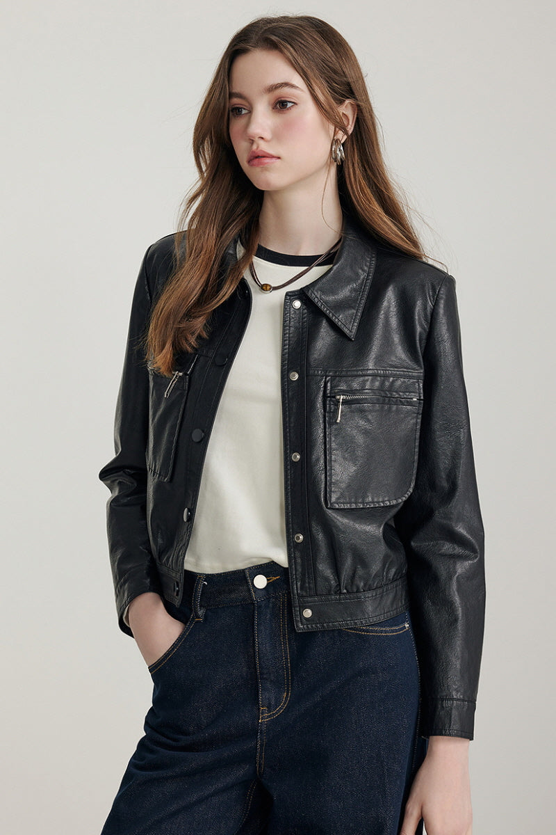 Slate Pocket Leather Jacket