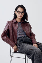 Garnet Snap Leather Jacket