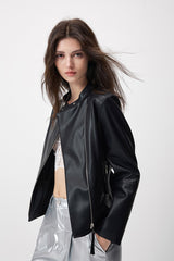 Celeste Cropped Moto Black Jacket