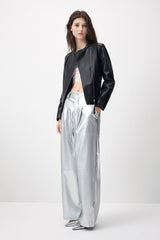 Celeste Cropped Moto Black Jacket