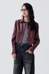 Garnet Snap Leather Jacket