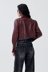 Garnet Snap Leather Jacket