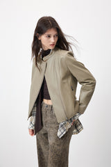 Celeste Cropped Moto Beige Jacket
