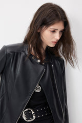 Celeste Cropped Moto Black Jacket