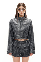 Stormline Cropped Leather Jacket