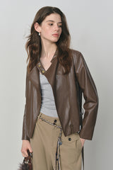 Mocha Flow Drape Leather Jacket