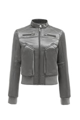 Silver Veil Leather Jacket