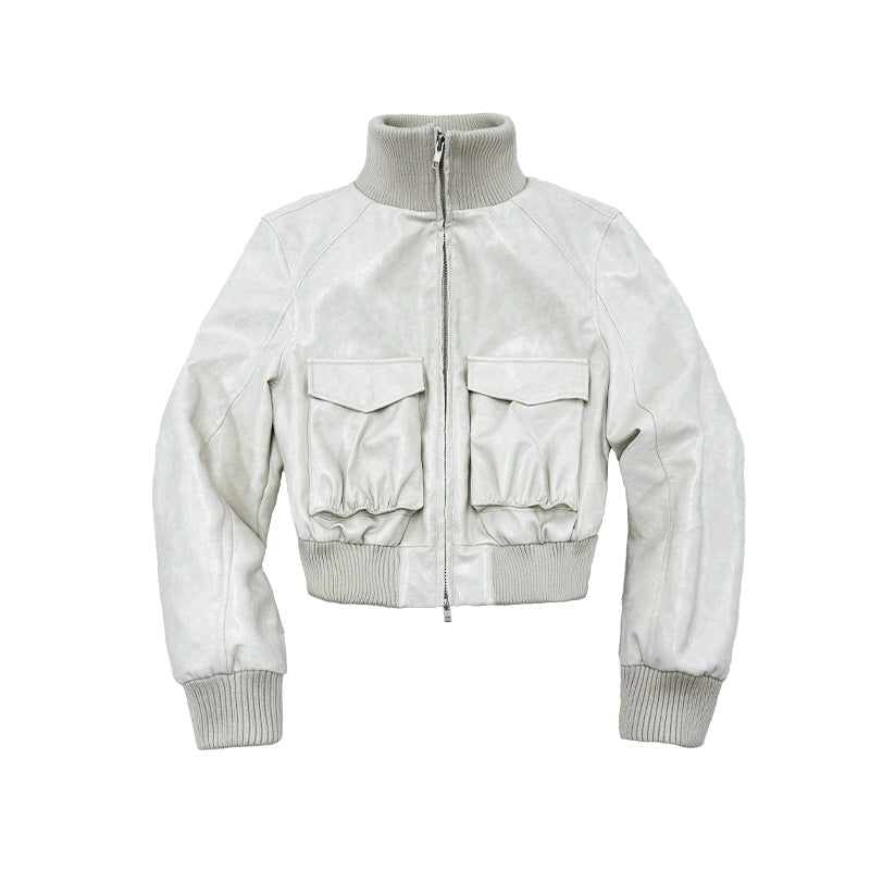 Aura Bomber Leather Jacket