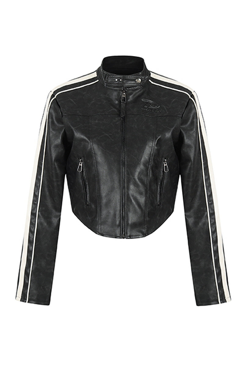 Velocity Stripe Leather Jacket