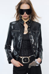 Veltrix Button Leather Jacket
