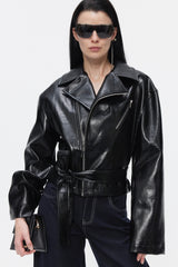 Snatched Waist Leather Jacket