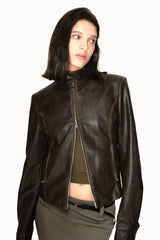 Jet Brown Moto Leather Jacket