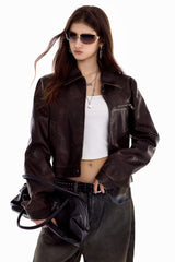 Ella Brown Leather Jacket