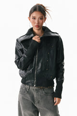 Oblique Form Leather Jacket