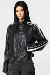 Velocity Stripe Leather Jacket