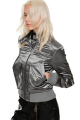Silver Veil Leather Jacket