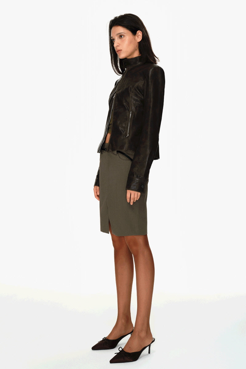 Jet Brown Moto Leather Jacket