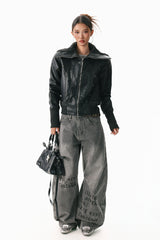 Oblique Form Leather Jacket