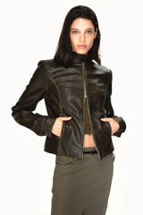 Jet Brown Moto Leather Jacket