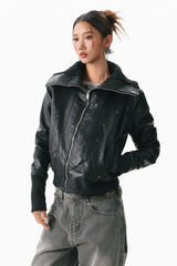 Oblique Form Leather Jacket