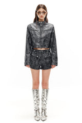 Stormline Cropped Leather Jacket