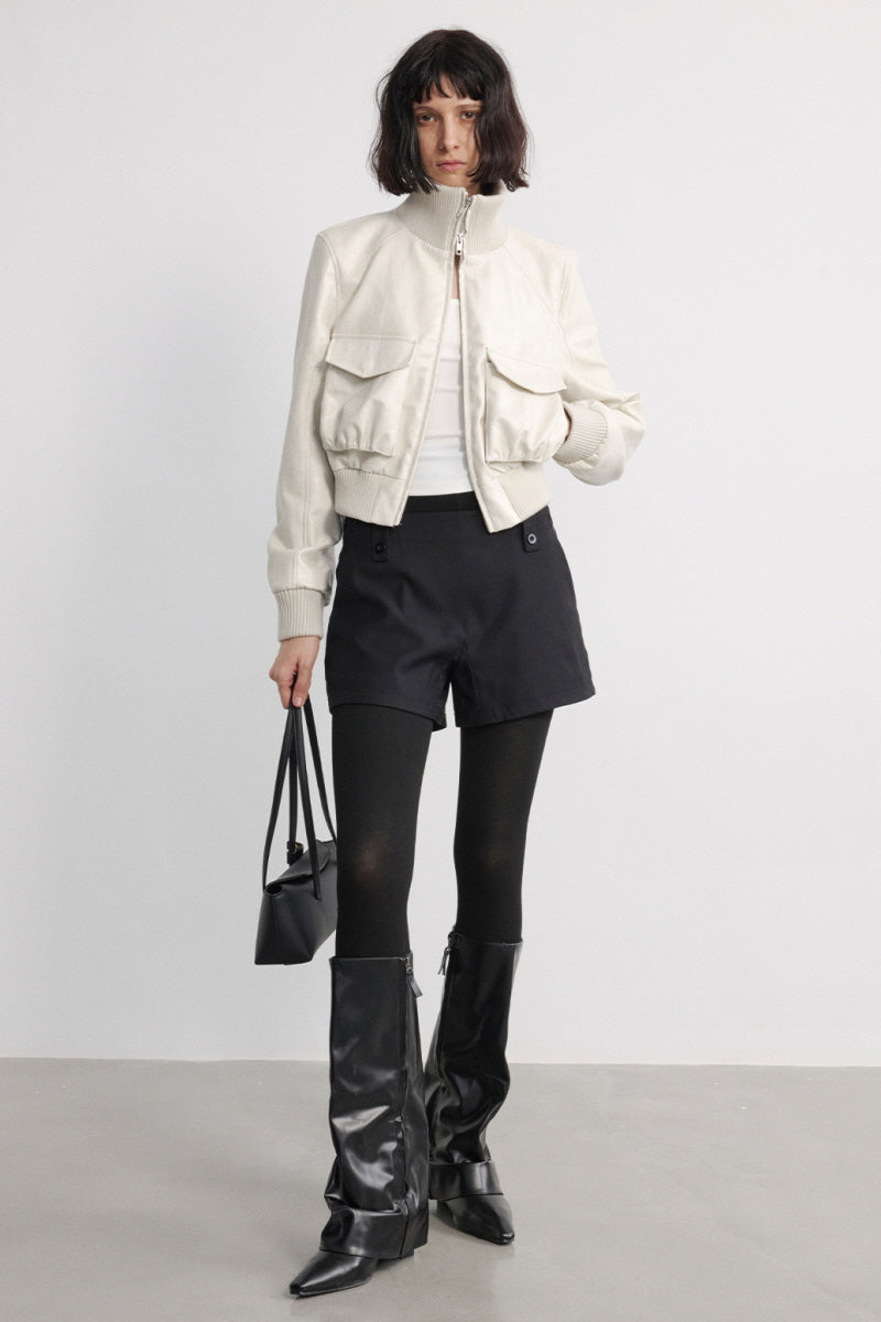 Aura Bomber Leather Jacket