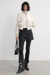 Aura Bomber Leather Jacket