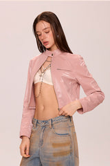 Blush Gloss Leather Jacket