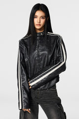 Velocity Stripe Leather Jacket