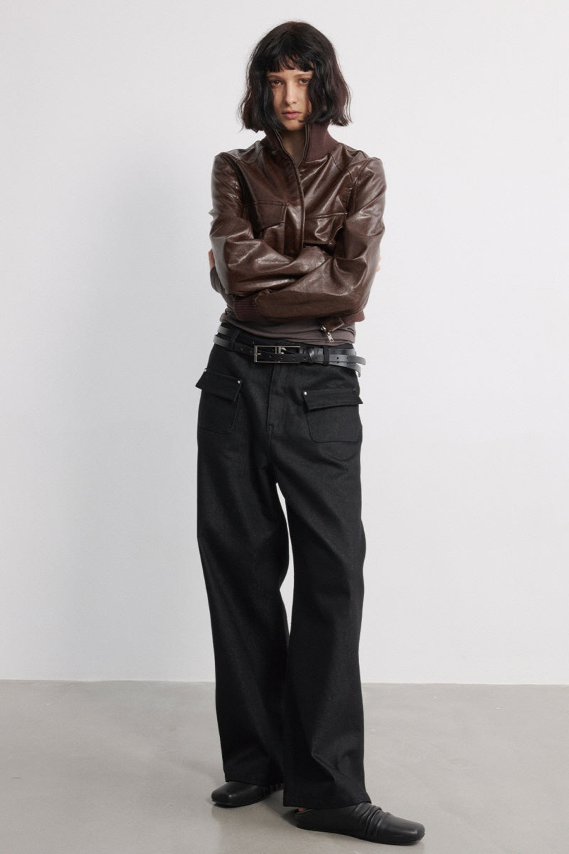 Aura Bomber Leather Jacket
