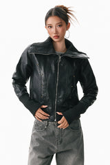 Oblique Form Leather Jacket