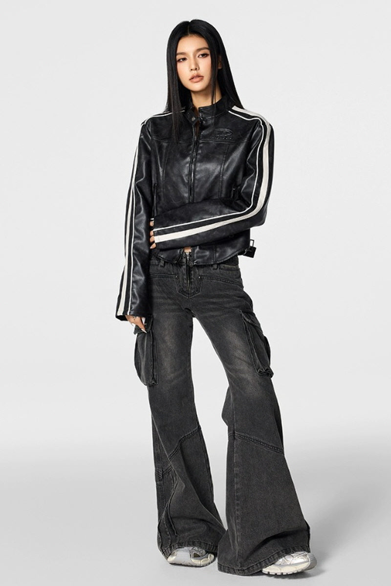 Velocity Stripe Leather Jacket