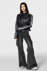 Velocity Stripe Leather Jacket